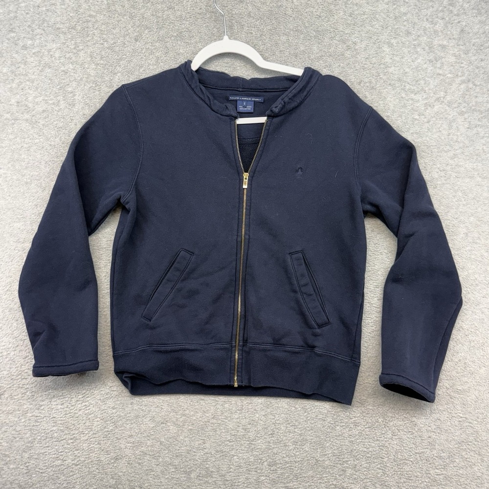 Vintage 90s Ralph Lauren Sport Sweatshirt Full Zip Jacket Track Blue Womens S